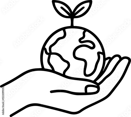 Hand-Drawn Hand Protecting Earth Vector Illustration – Global Environmental Care
