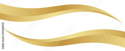 gold wave curve, golden wave corner shape for element, stripes ribbon golden graphic, striped gold. vector