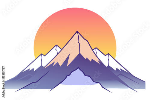 Pastel Mountain View Under Glowing Sunrise