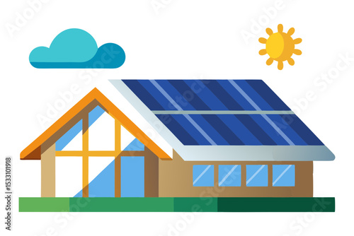 Line Drawing of Solar Panels for Sustainable Power