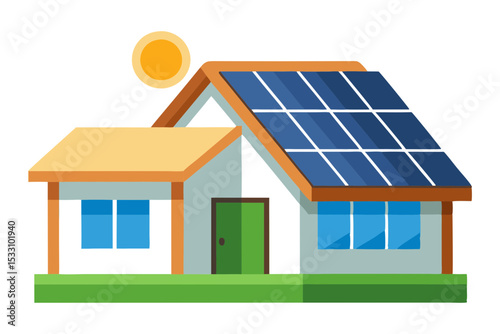 Green Energy Rooftop Solar Panel Illustration