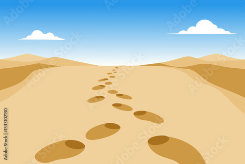 Fading Footprints in Desert Leading to Horizon