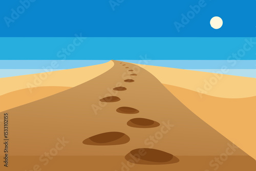 Footprints in the Sand with Horizon View