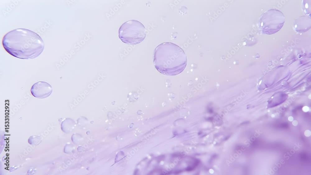 Abstract liquid, soft purple, bubbles.  Purple liquid swirls,  bubbles float,  3D render