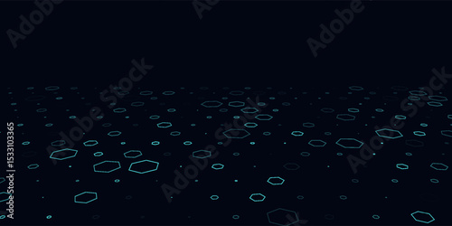 Abstract hexagon blue background banner futuristic business data technology modern concept, polygon shape lines connecting link structure dark blue contrast copyspace.