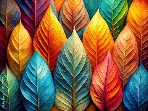 Vibrant and Colorful Leaves Arranged in a Visually Appealing Pattern