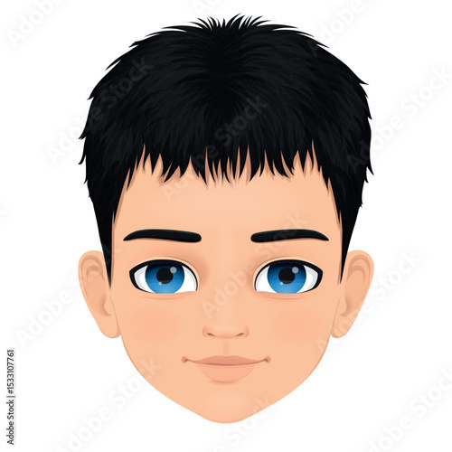 little boy head with blue eyes
