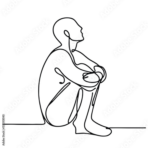 Elegant man in theatrical pose of resentment — minimalistic single-line continuous drawing.