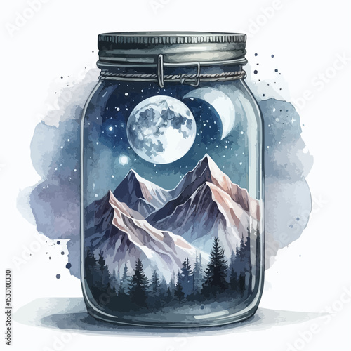 Mountains  in a glass jar
