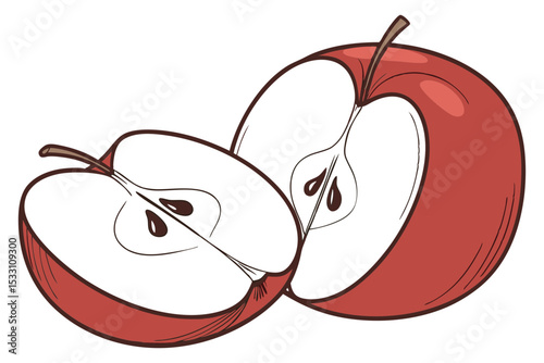 Apple Fruit Line Art on White Background