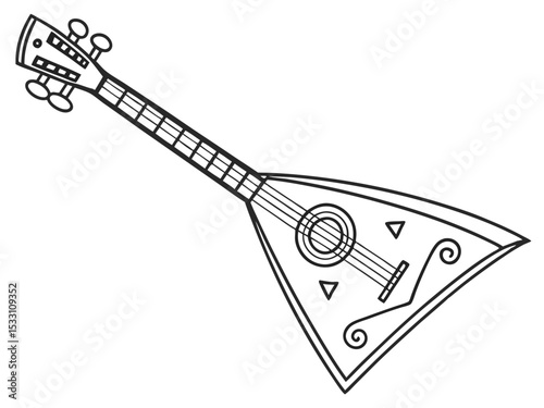 Russian Balalaika Instrument Line Art