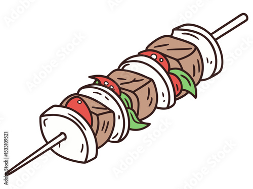 Tasty Grilled Kebab Vector on White