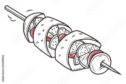 Juicy Kebab Skewer Illustration Design