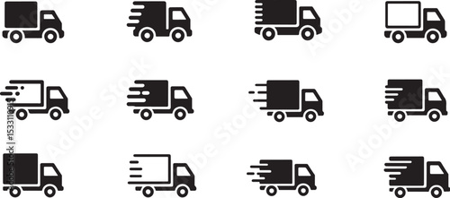 Delivery Truck Icons Fast Shipping Symbols for Websites and Apps