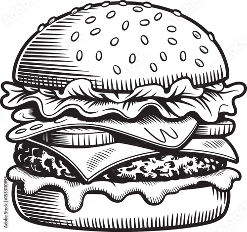 Delicious Juicy Burger A Classic American Food Illustration