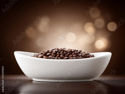 a bathtub overflowing with roasted coffee beans instead of water, bizarre everyday scene,