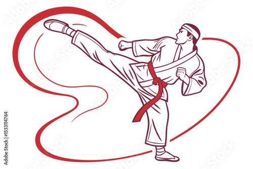 Karate Martial Artist Minimal Illustration