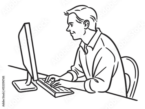 Simple Man with Computer Drawing