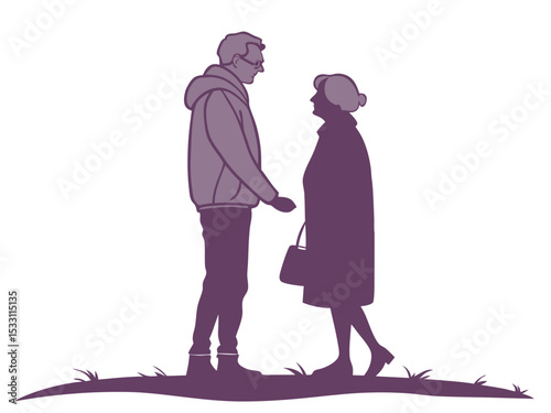 Old Couple in Love Minimal Artwork
