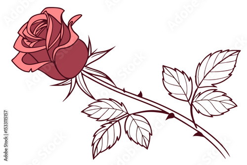 Romantic Rose Flower Sketch Art
