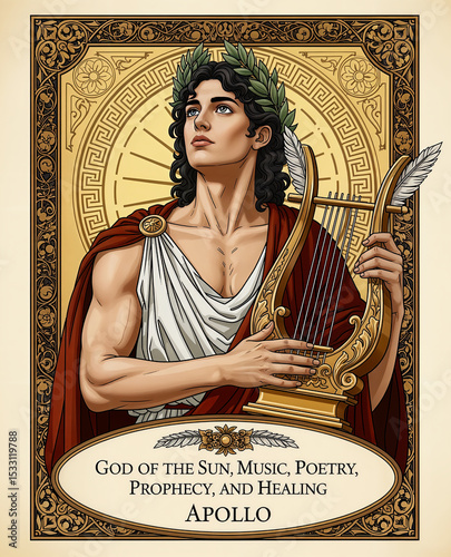 Apollo, God of Sun, Music, Poetry, Prophecy, and Healing
