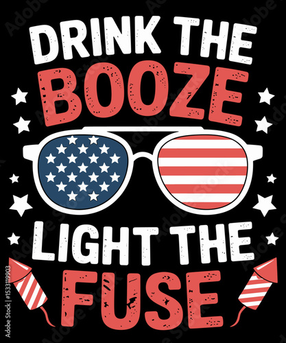 Fireworks American USA Flag Drinking Funny 4th Of July Party