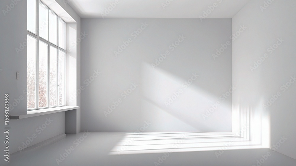 Fototapeta premium Bright Minimalist White Workspace with Empty Blank Backdrop