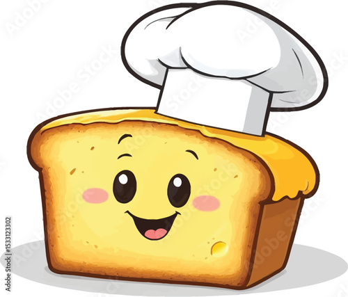 Cheerful Bread Loaf Cartoon Character With Chef Hat Cute Food Illustration For Bakery Promotions And Childrens Content Expressing Joy And Wholesomeness In A Playful Style