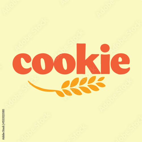 Minimalist Reddish-Orange Cookie Logo with Wheat Stalk Design.eps