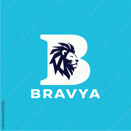 Minimalist White B Logo with Geometric Lion's Head Design Logo.eps