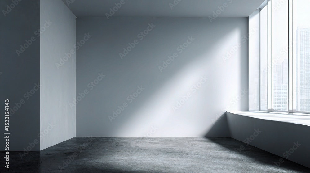 Fototapeta premium Minimalist Interior Space with Blank Walls and Natural Light