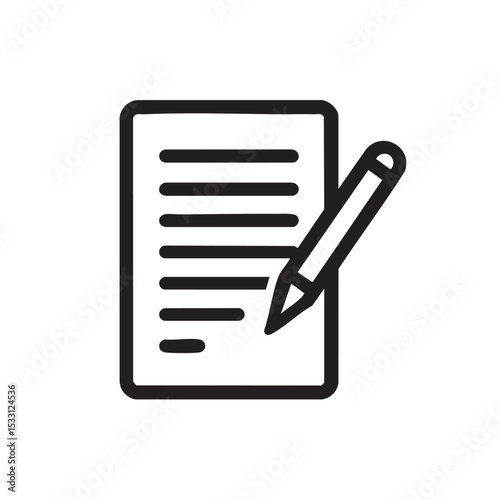 Note taking with pencil on paper for education and productivity vector illustration
