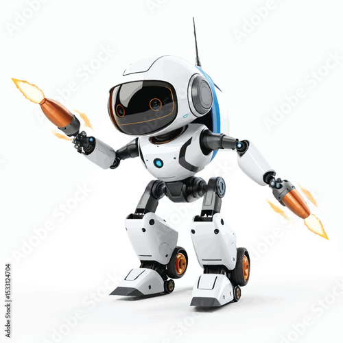 Futuristic Robot Launching Rockets Illustration For Science Fiction Technology Concepts Ai Development And Innovation Projects