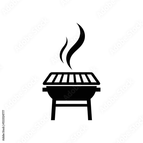 Independence Day barbecue grill icon with smoke