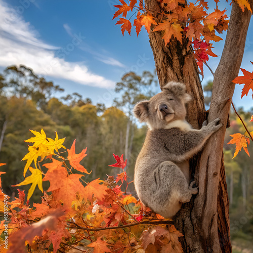 koala in autumn forest