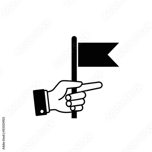 Hand pointing at flag icon representing Independence Day