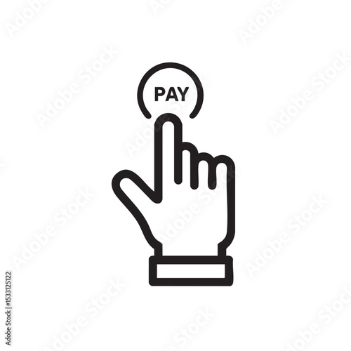Hand pressing pay button for online transaction or purchase vector illustration