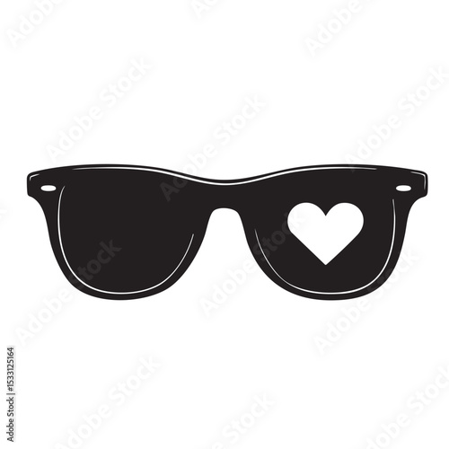 Sunglasses with heart design for summer fashion and travel vector illustration
