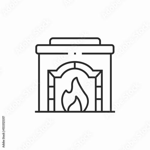 home fireplace icon sign vector