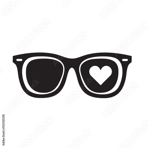 Sunglasses with heart symbol for summer fun and fashion accessories vector illustration