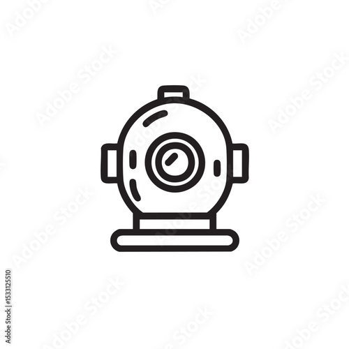 Vintage diving helmet symbol for underwater exploration and adventure vector illustration