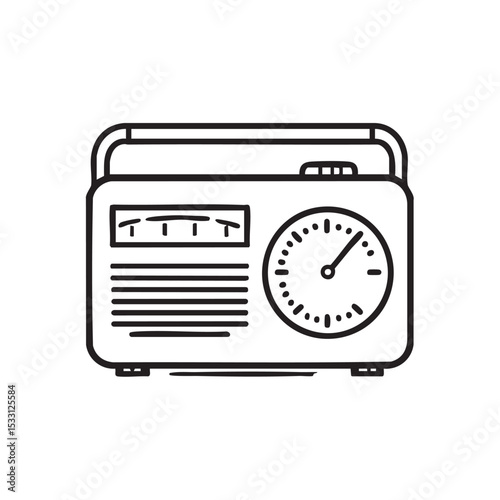 Classic radio design with dial and frequency display for retro theme vector illustration