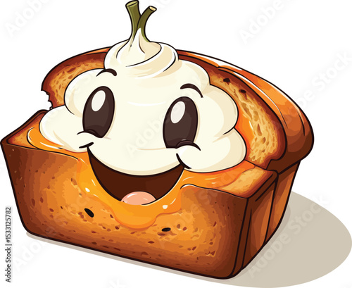 Happy Cartoon Bread Loaf Smiling Baked Good For Childrens Illustrations Food Blog Graphics And Sweet Treat Designs