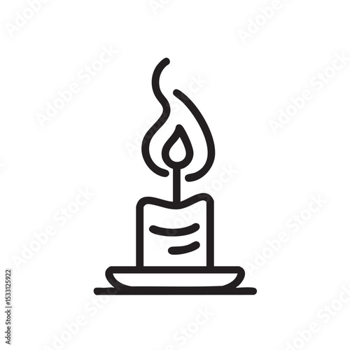 Candle with flame on holder for relaxation and ambiance settings vector illustration
