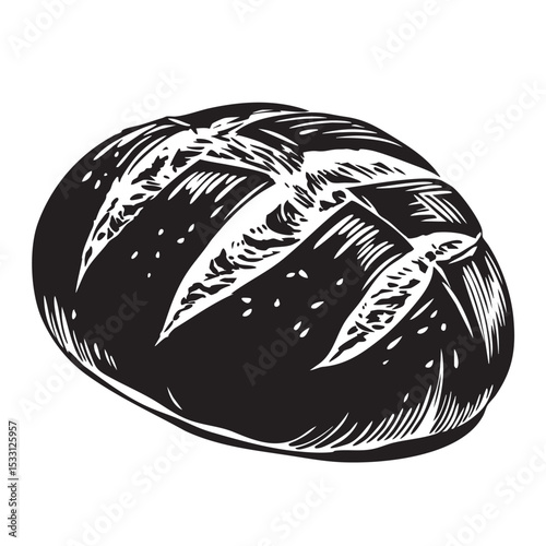 Artisanal bread loaf with crusty texture and distinct scoring design