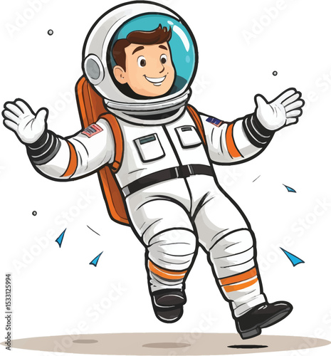 Happy Astronaut Cartoon Character Fun Space Exploration Illustration For Kids Books Educational Resources Science Projects