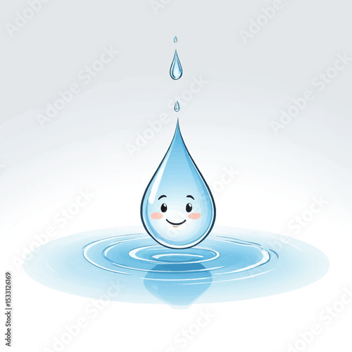 Cartoon Water Drop Character Illustration Fresh Clean And Hydrating Symbolism For Educational Content Health And Wellness Concepts And Environmental Awareness Campaigns