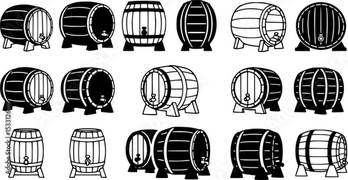 Barrel icon vector set. Wine illustration sign collection. Wine barrel symbol or logo.
