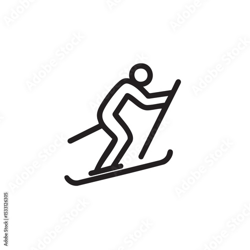 Skiing activity in winter for outdoor enthusiasts and adventurers vector illustration