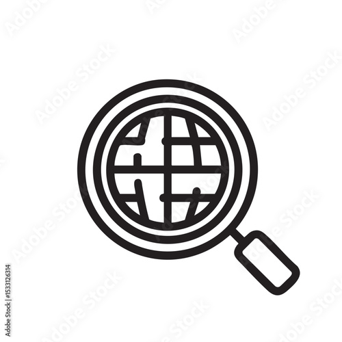 Global search concept with magnifying glass symbolizing exploration vector illustration